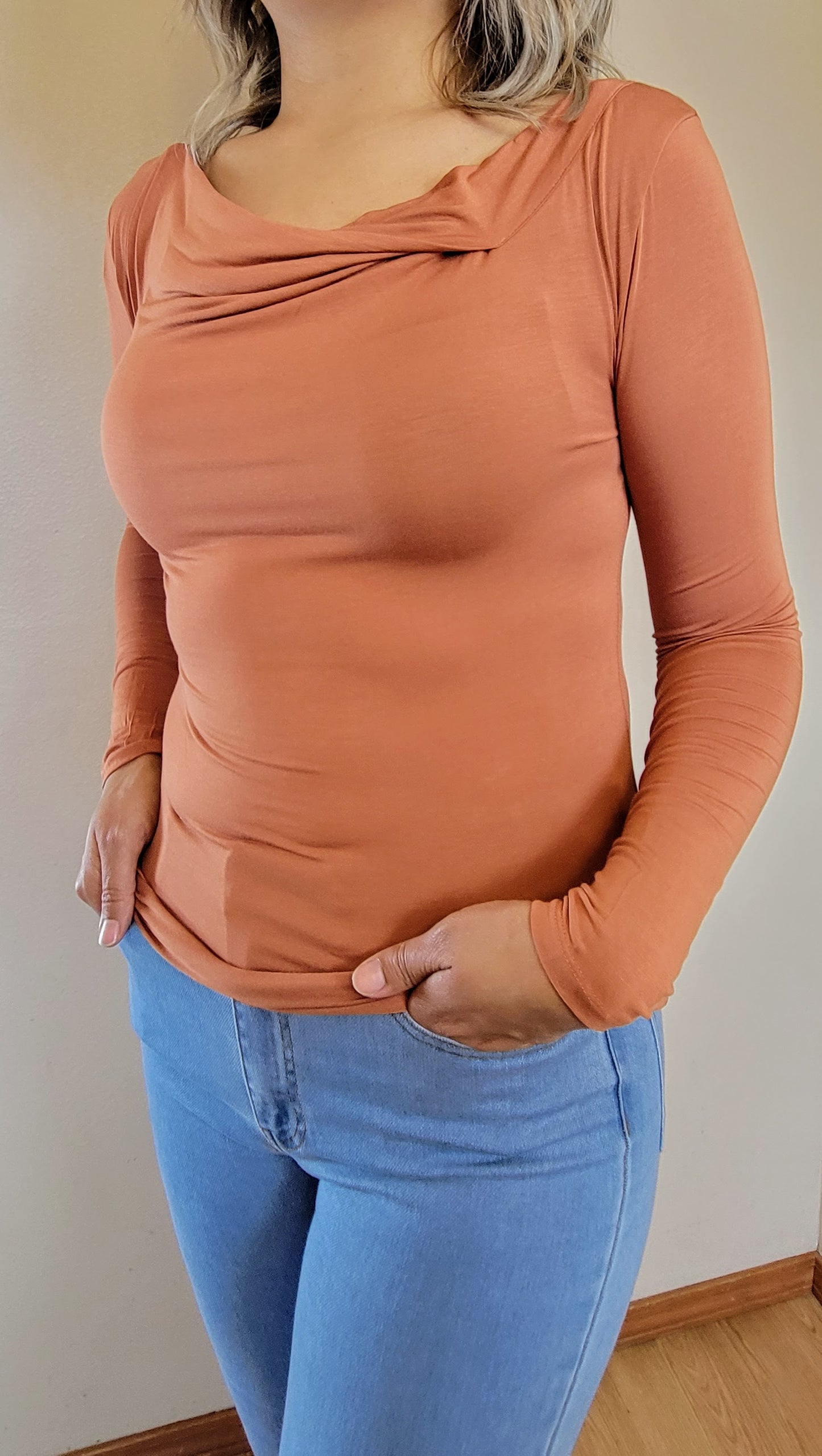 Long Sleeve Cowl Neck Top