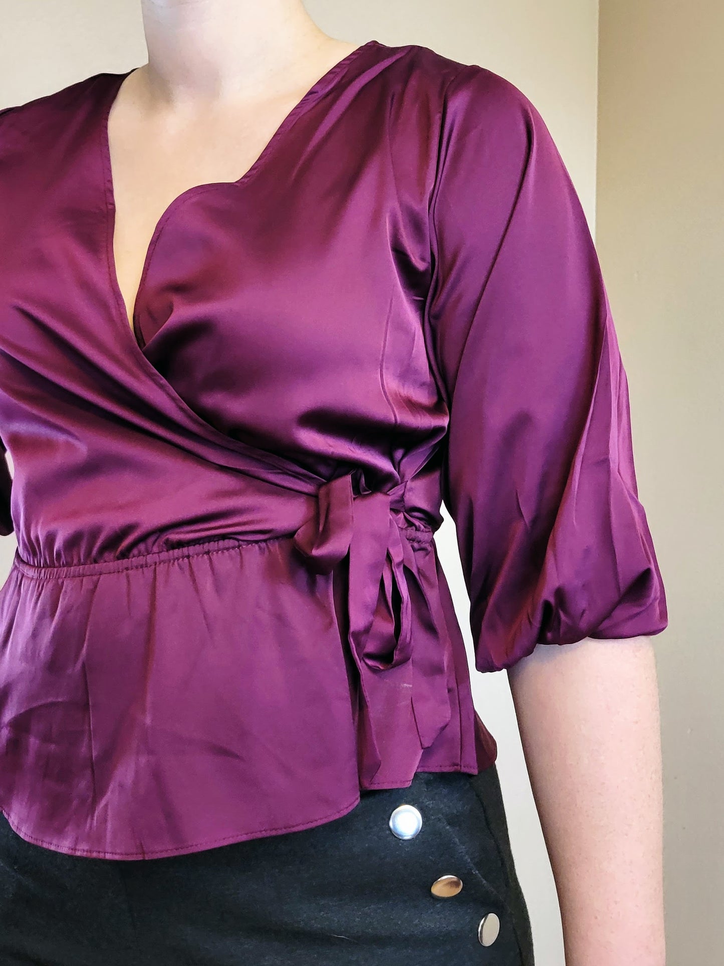 Plum Wrap Peplum Top