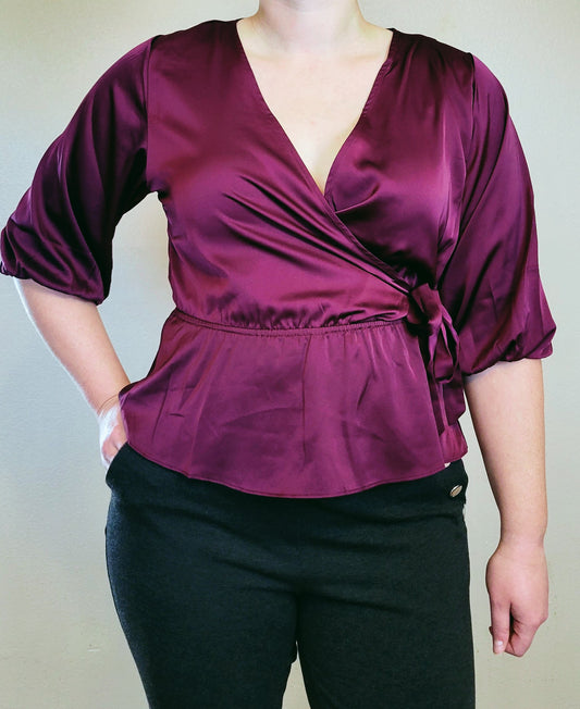 Plum Wrap Peplum Top